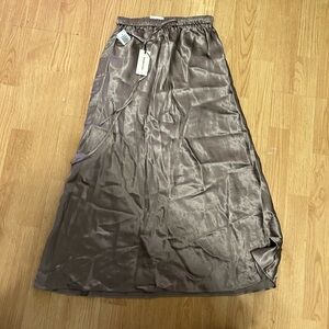 Aritzia Babaton Lustrous A-Line Skirt in Metallic Taupe